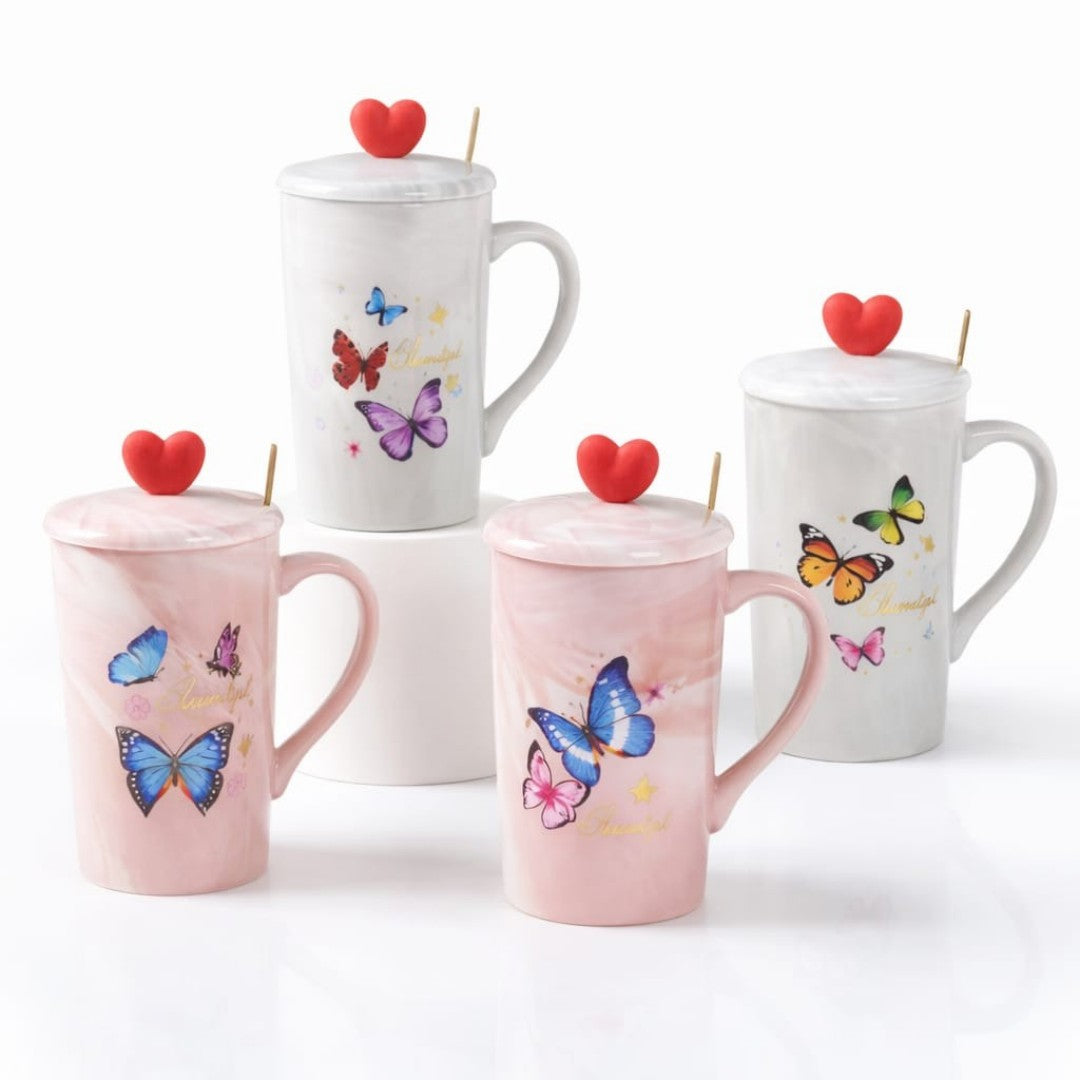 JARRA CERAMICA CON TAPA MARIPOSA