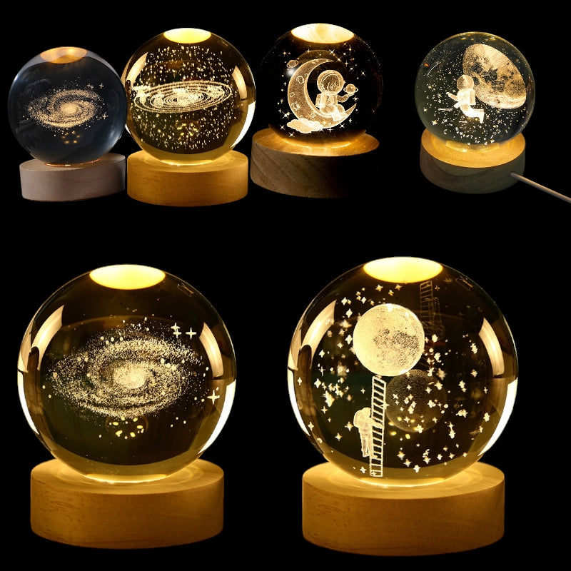 BOLA CRISTAL C/BASE LUZ 8CM B