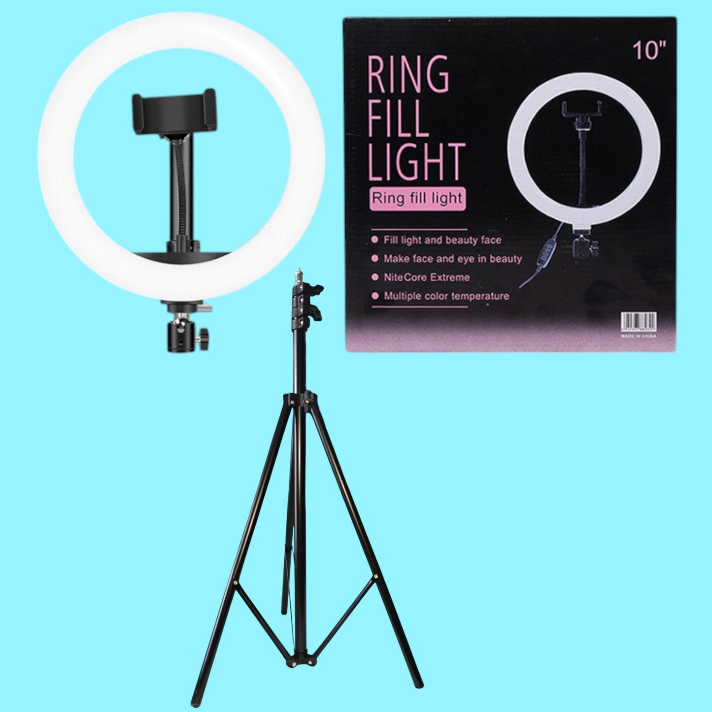 LAMPARA DE ARO CON TRIPODE 10PULG