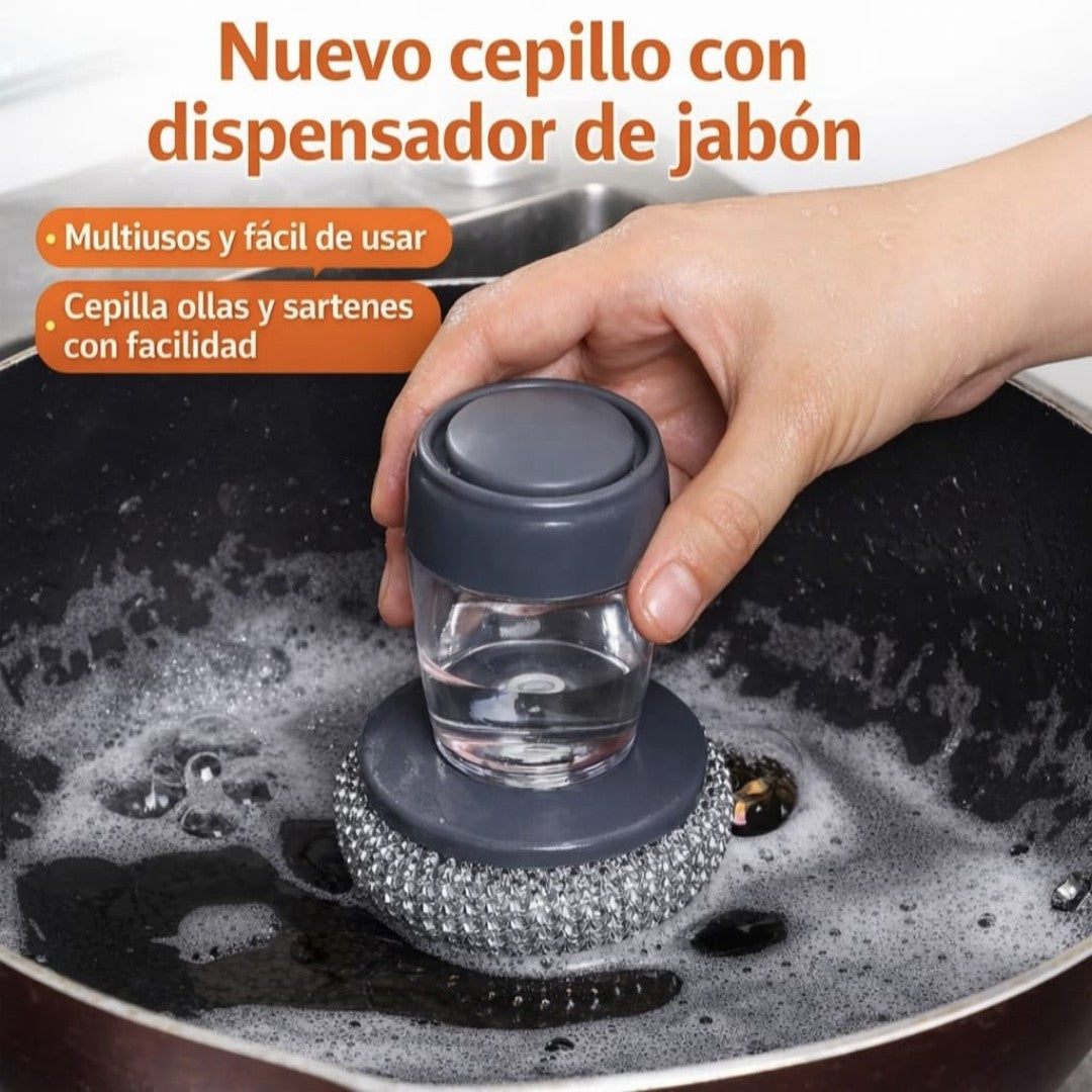 CEPILLO LAVAPLATOS CON DISPENSADOR DE JABON