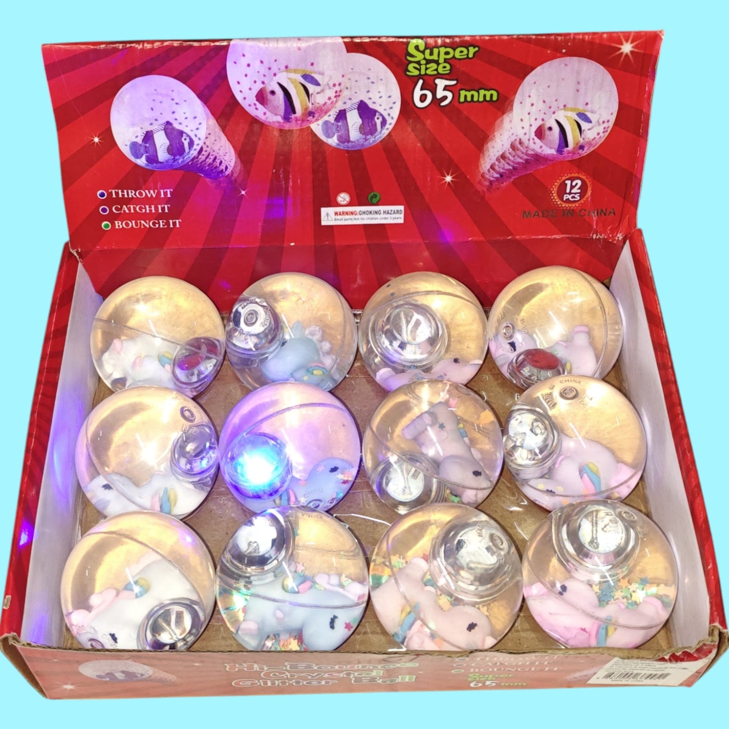 BOLAS AGUA LUZ UNICORNIO 6.5CM