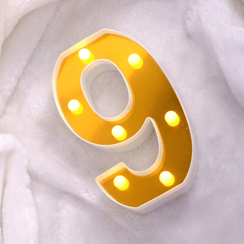 LAMPARA NUMERO LETRA DORADO 0-9 A-Z 16CM