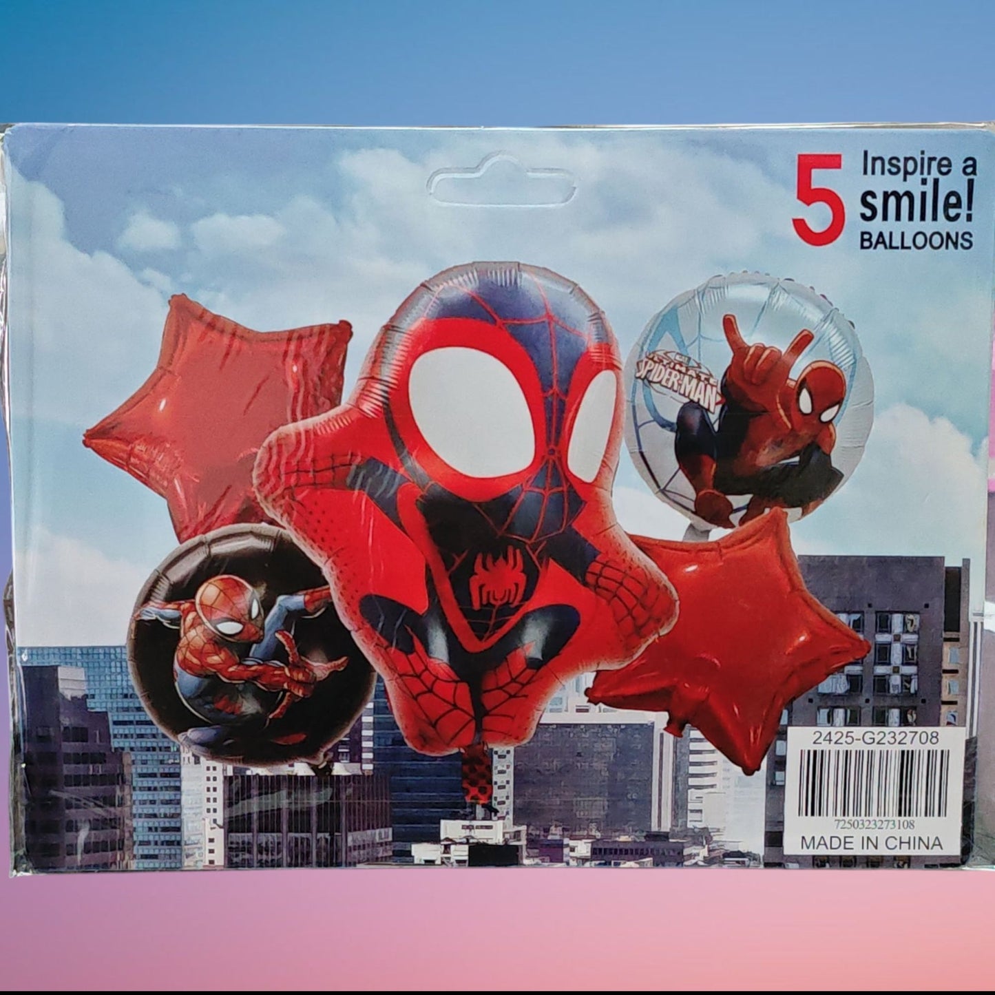 JUEGO GLOBO HOMBRE ARANA 5PCS B