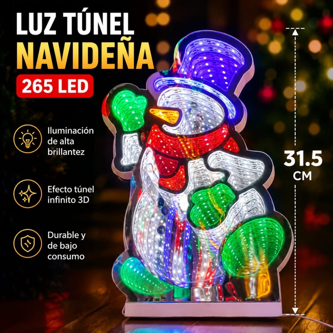 LAMPARA 3D TUNEL MUNECO NIEVE 31.5*18CM