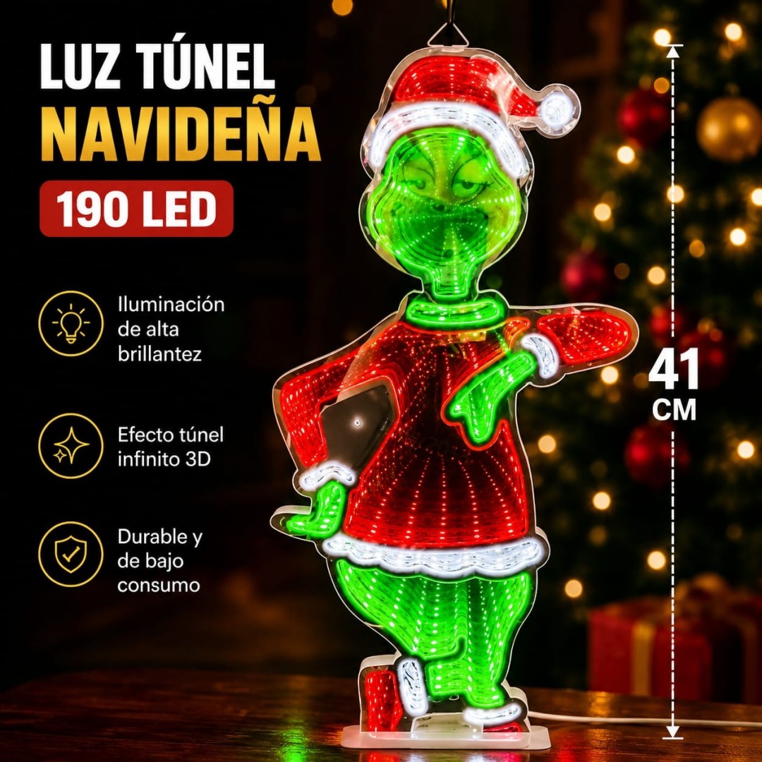 LAMPARA 3D TUNEL GRINCH 41*12CM