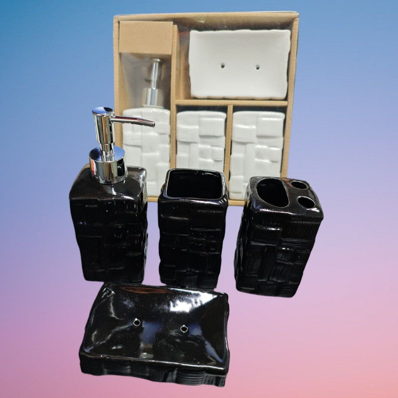 SET DISPENSADOR JABON CERAMICA 4PCS 6428
