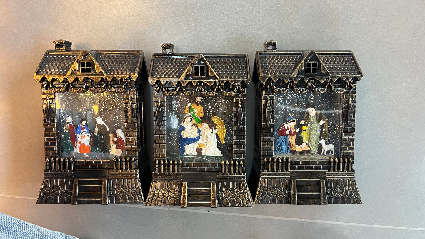 LAMPARA LAVA NAVIDAD CASITA DORADO 13*21