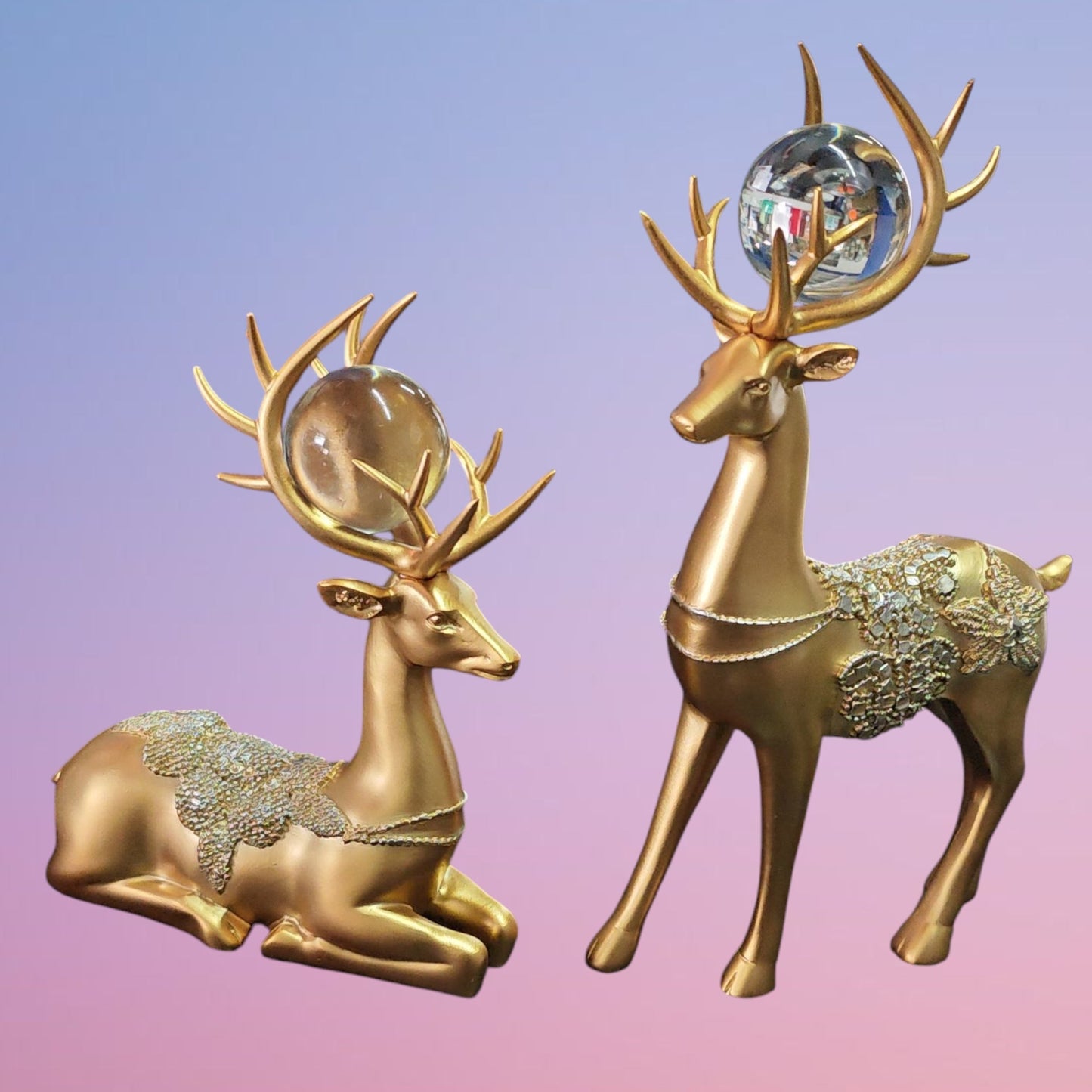 ADORNO VENADO DORADO 2PCS 109 20-28CM