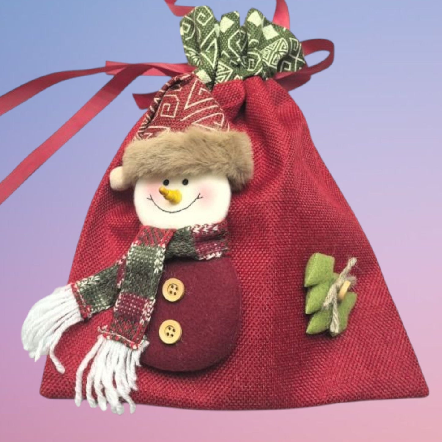 BOLSA TELA NAVIDA MUNECO 22*30CM