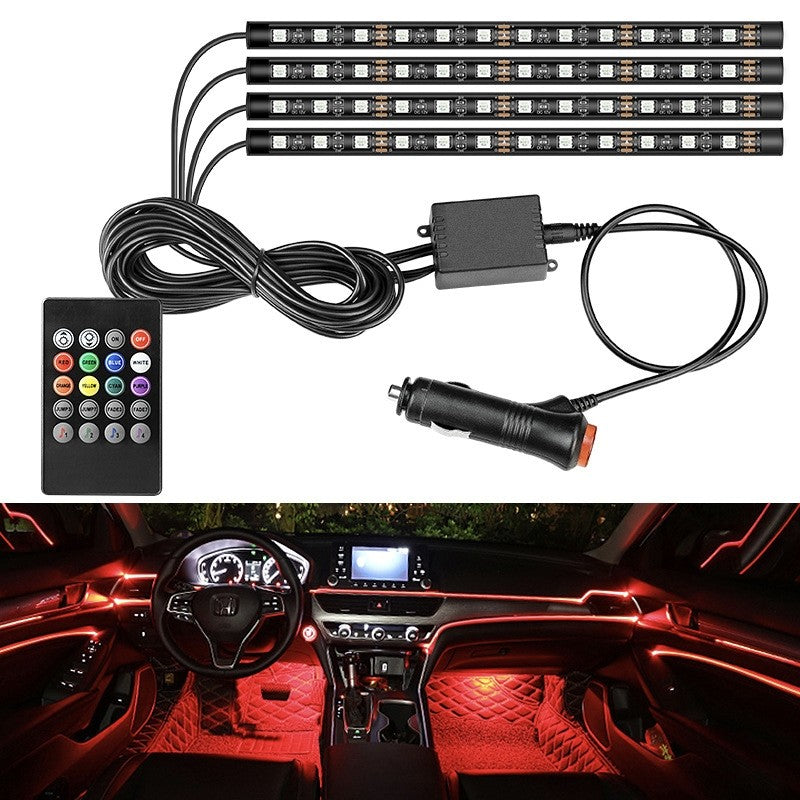 CINTA LUZ 4PCS PARA CARRO CON CONTRO VOZ