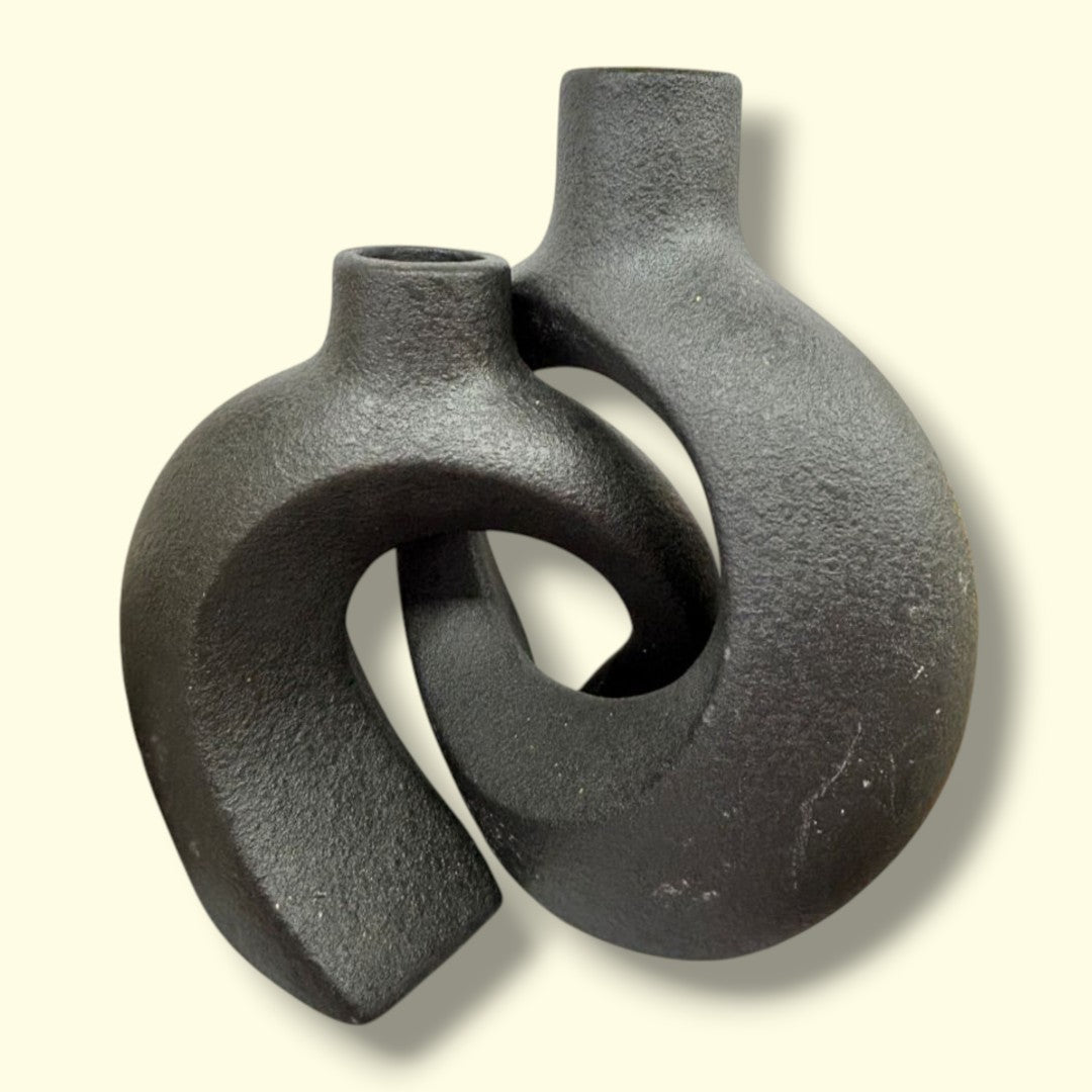 FLORERO CERAMICA NEGRO HM4940