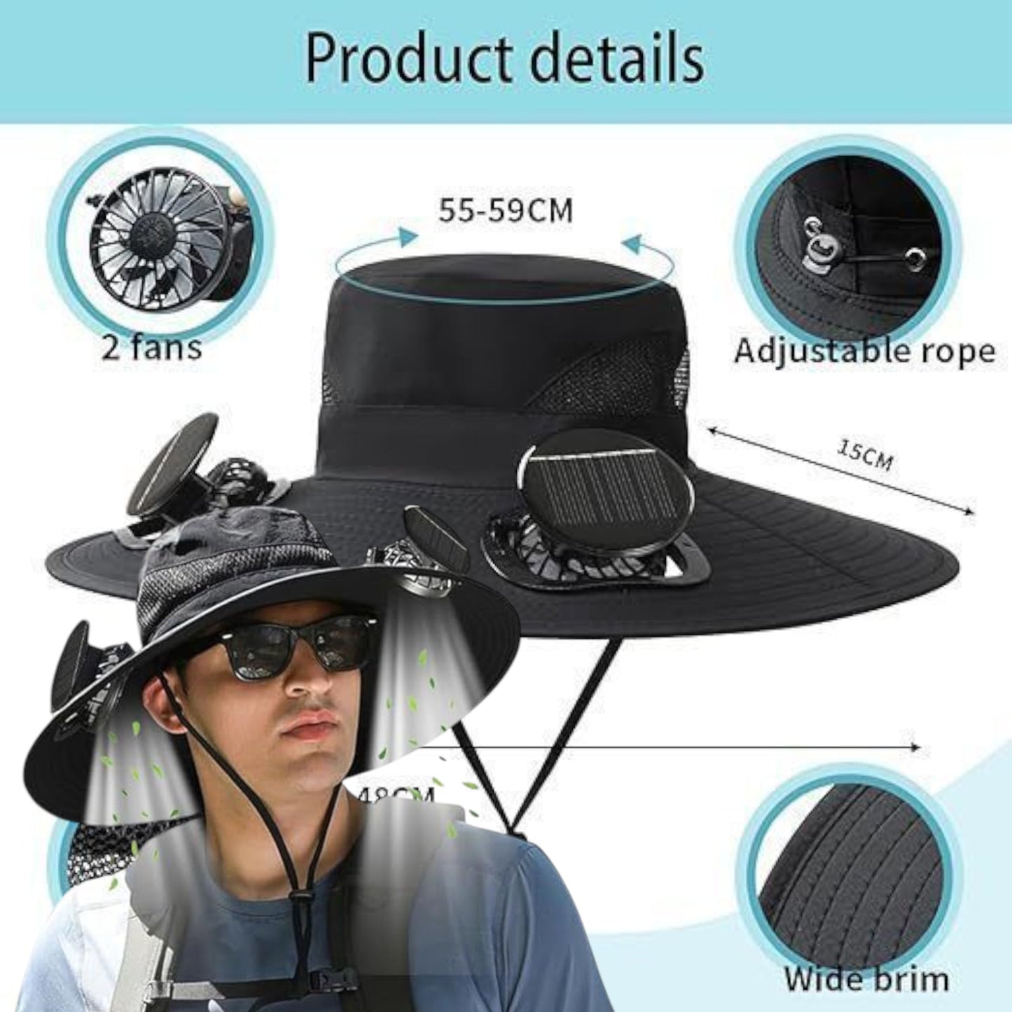 SOMBRERO CON VENTILADOR SOLAR