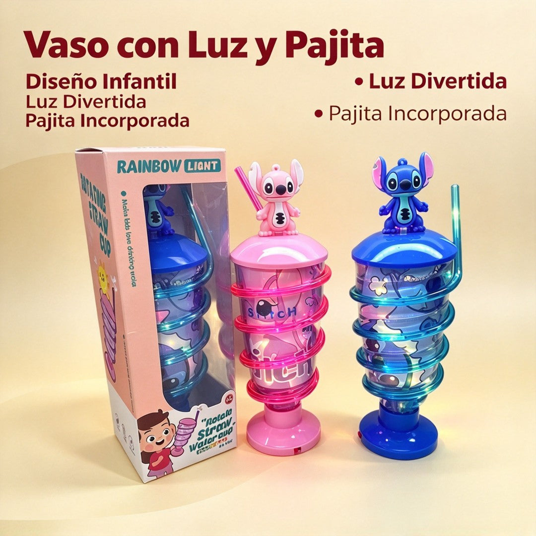 VASOS CON PAJILLA LUZ STITCH