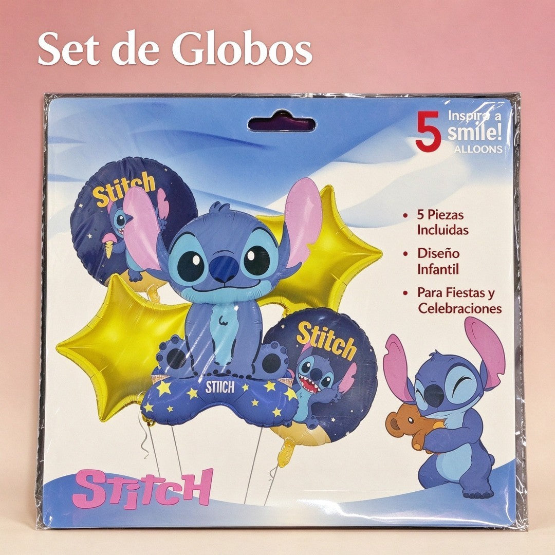 JUEGO GLOBO STITCH 5PCS B