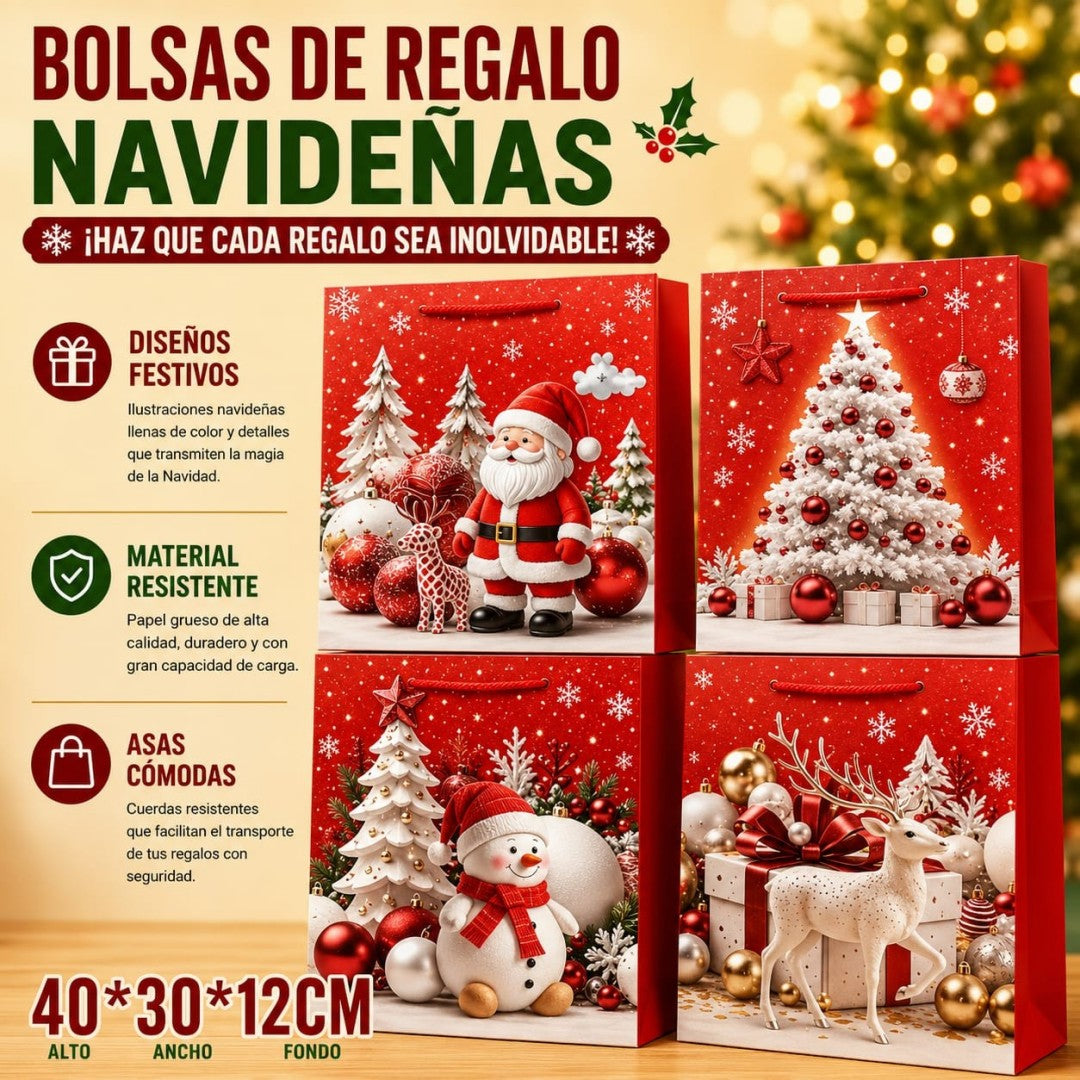 BOLSA REGALO NAVID L 40*30CM 7271
