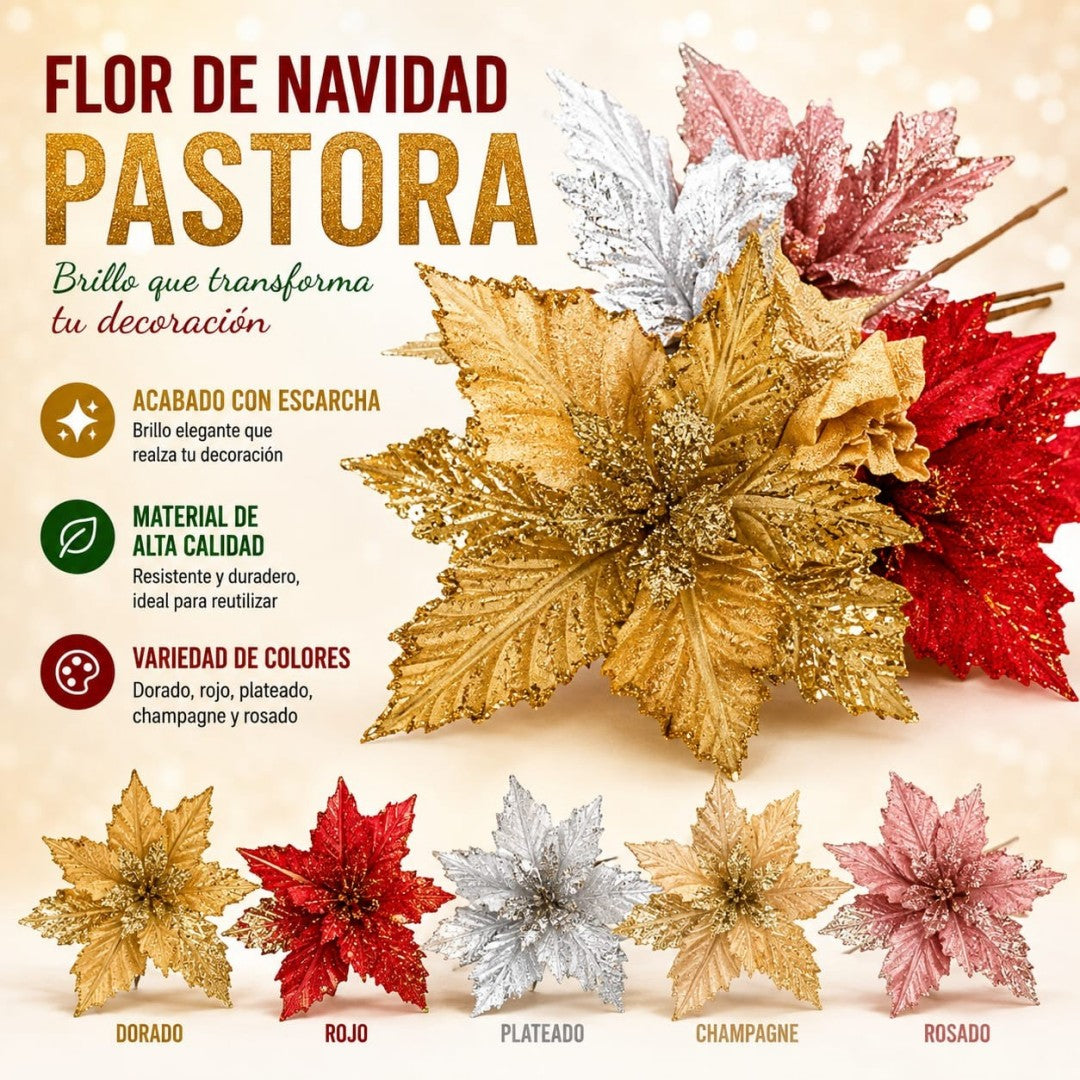 FLOR PASTORA ESCARCHA 27CM 25870