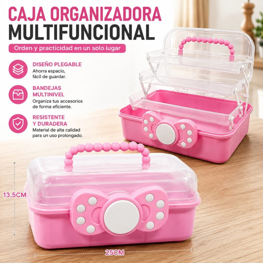CAJA ORGANIZADORA MARIPOSA ROSADO 25*13.5CM