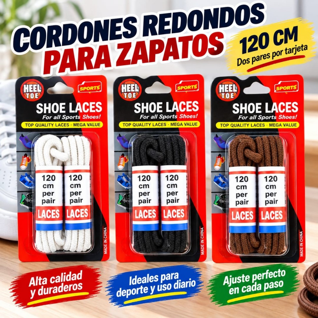 SET CORDONES ZAPATO 120CM 2PAR REDONDOS