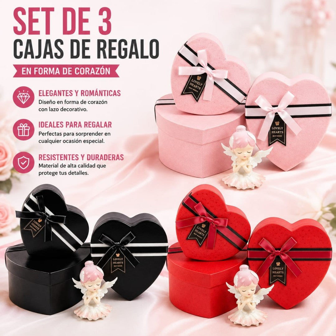 SET CAJA REGALO 3PCS CORAZON