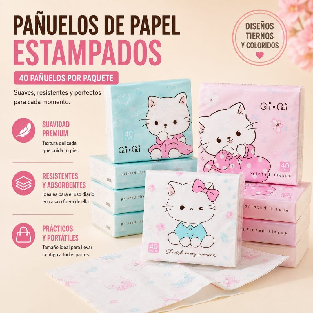 SERVILLETAS FACIALES EN BOLSA 40HOJAS GATO