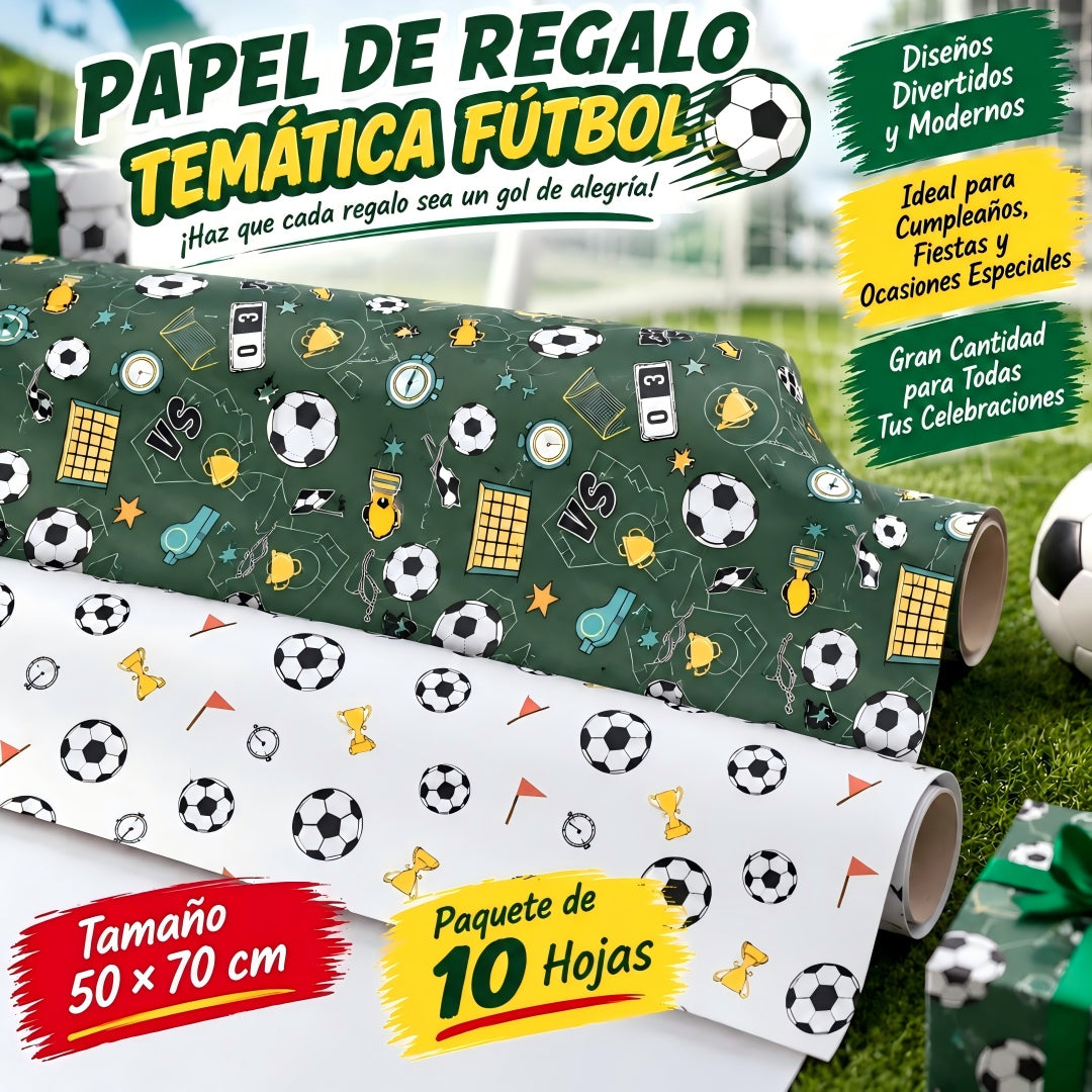 PAPEL REGALO FUTBOL 10PCS 50*70CM