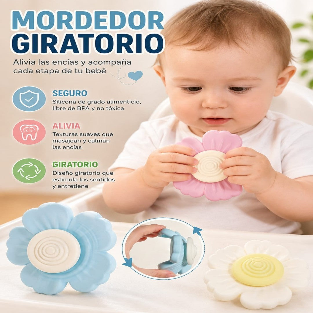 MORDEDOR PARA BEBE FLOR SILICONA