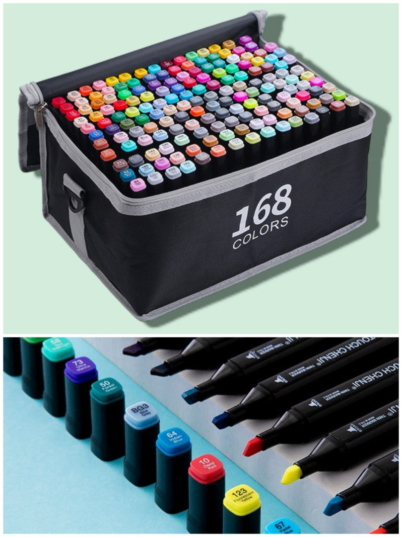 MARCADORES C/ DOBLE PUNTA 168PCS