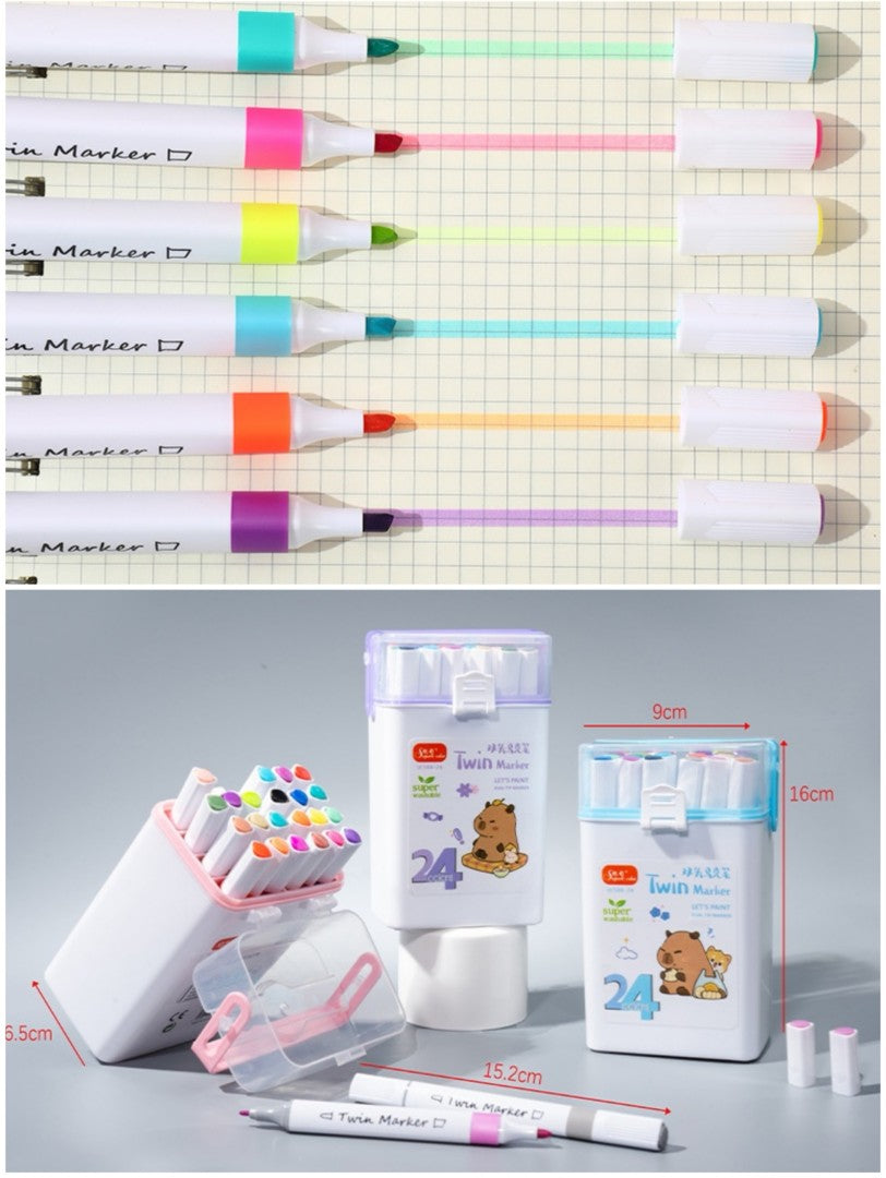 MARCADORES DOBLE PUNTA 24PCS WD588-24