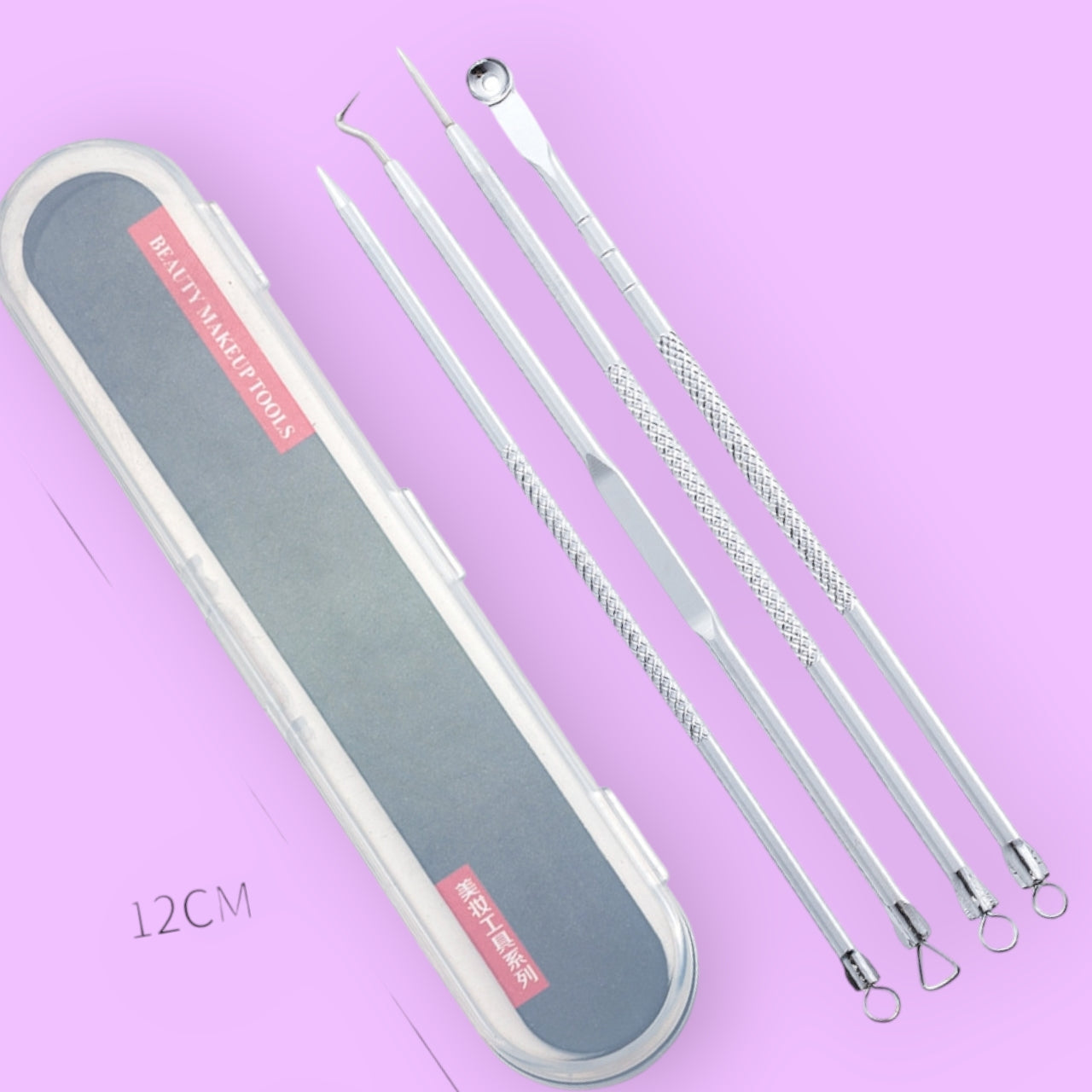 AGUJA MAQUILLAJE 4PCS CAJA PLATEADO