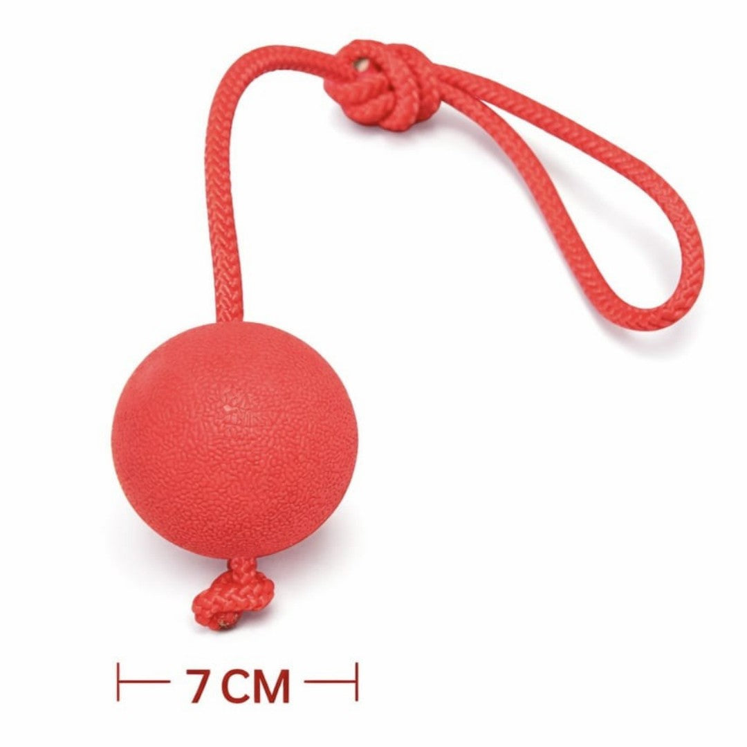 BOLA CON CUERDA PARA PERRO 7CM