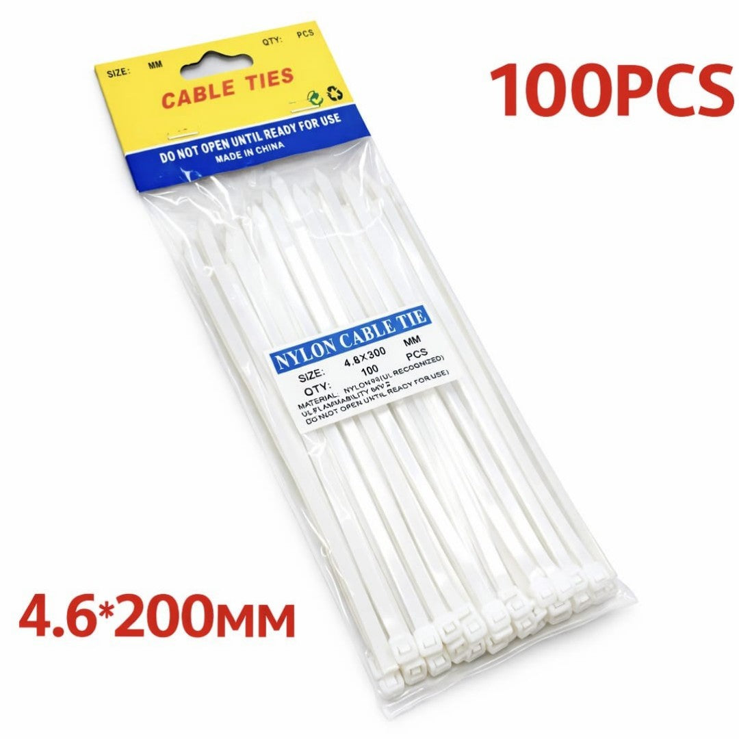 AMARRAS PLASTICAS BLANCO 100PCS 4.6*200MM 232