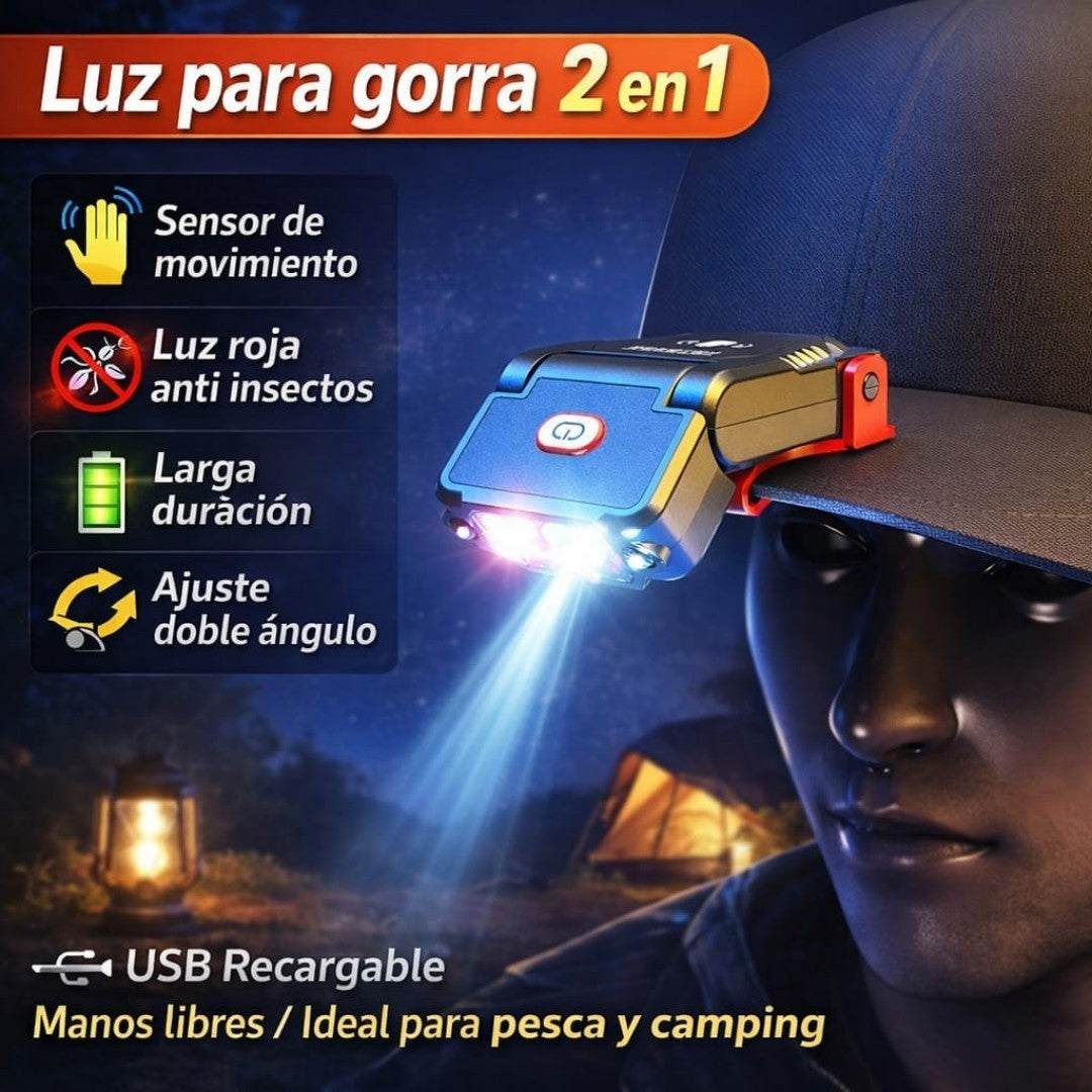FOCO LED CON SENSOR PARA GORRA 2EN1