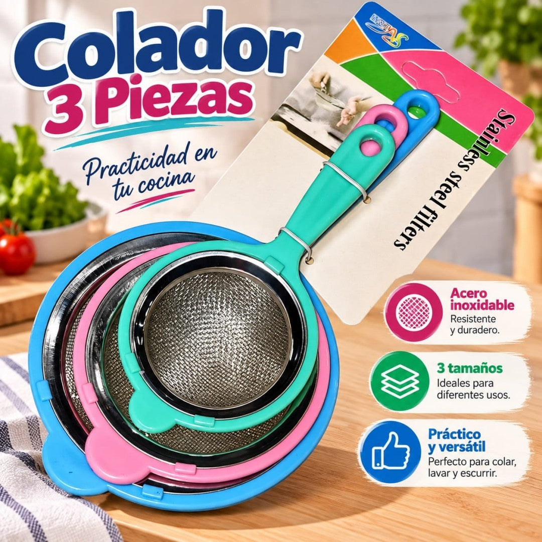 SET COLADOR DE MALLA 3PCS COLOR