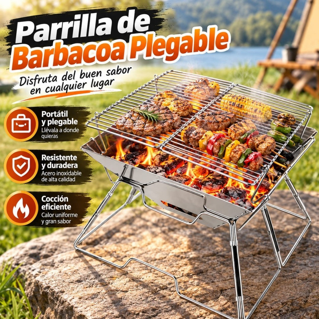 PARRILLA PLEGABLE PORTATIL BBQ Y FOGATA