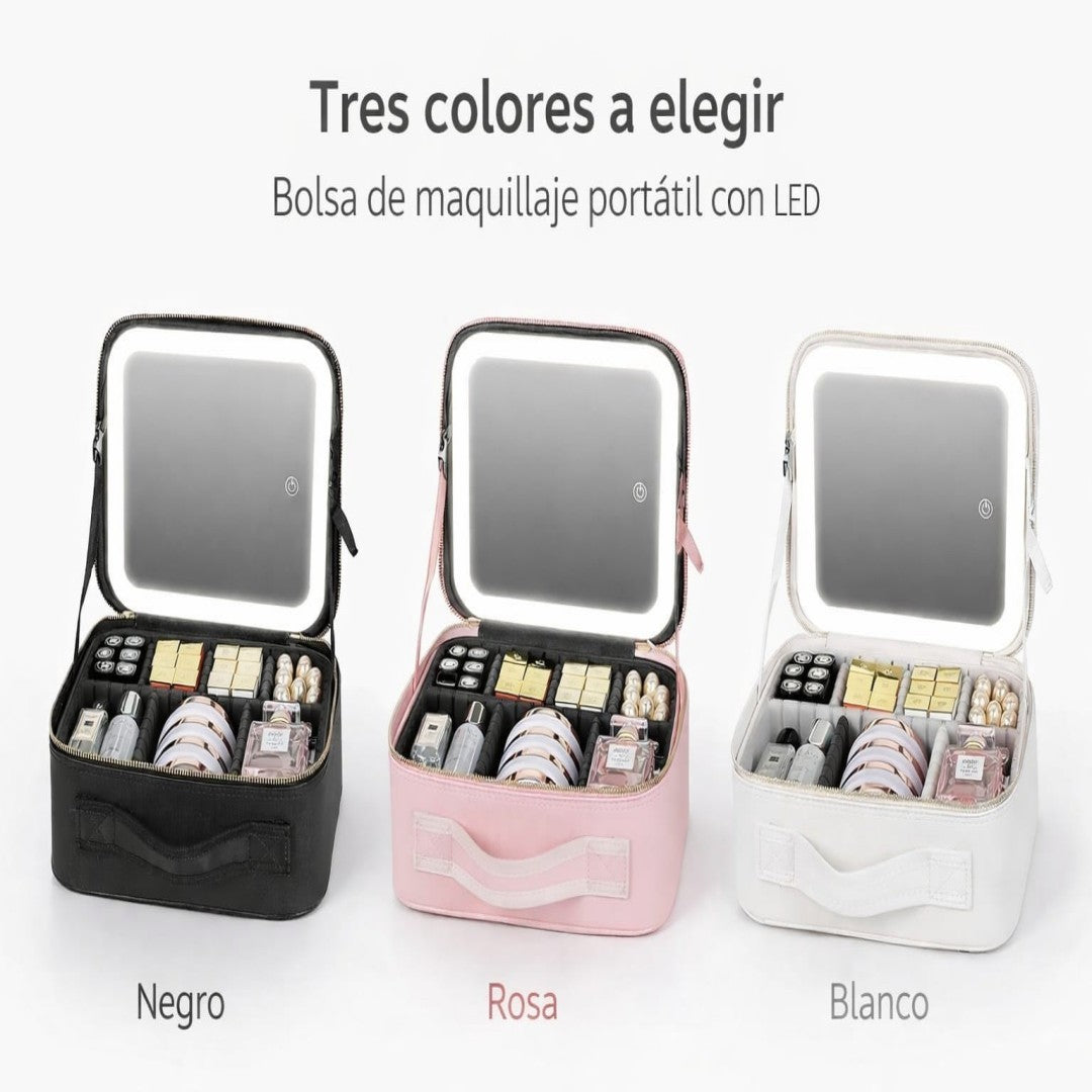 BOLSO MAQUILLAJE CON ESPEJO LED 500A