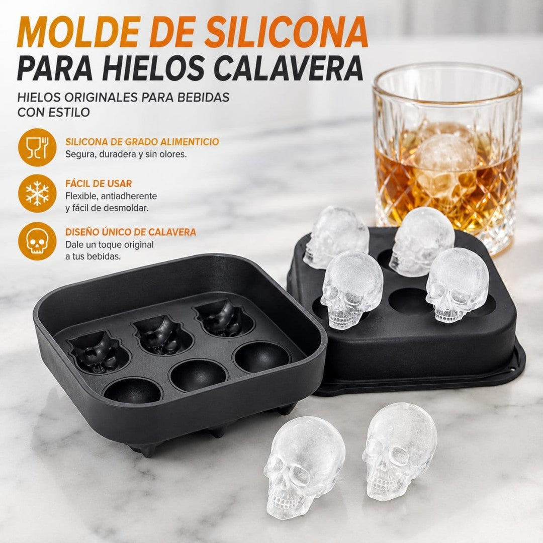 MOLDE DE SILICONA PARA HIELO DE CALAVERA
