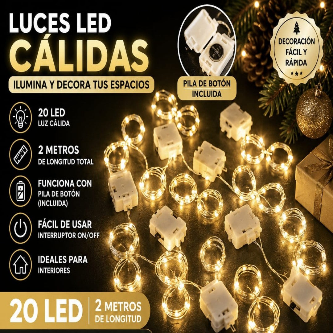 LUZ 20 LED COLOR 2M C/ BATERIA CALIDO