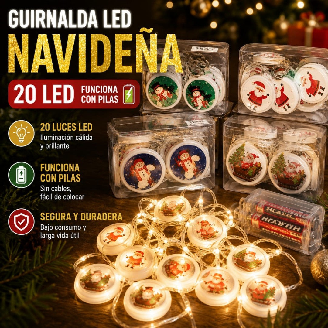 LUZ NAVIDAD REDONDO 20LED 2 AA