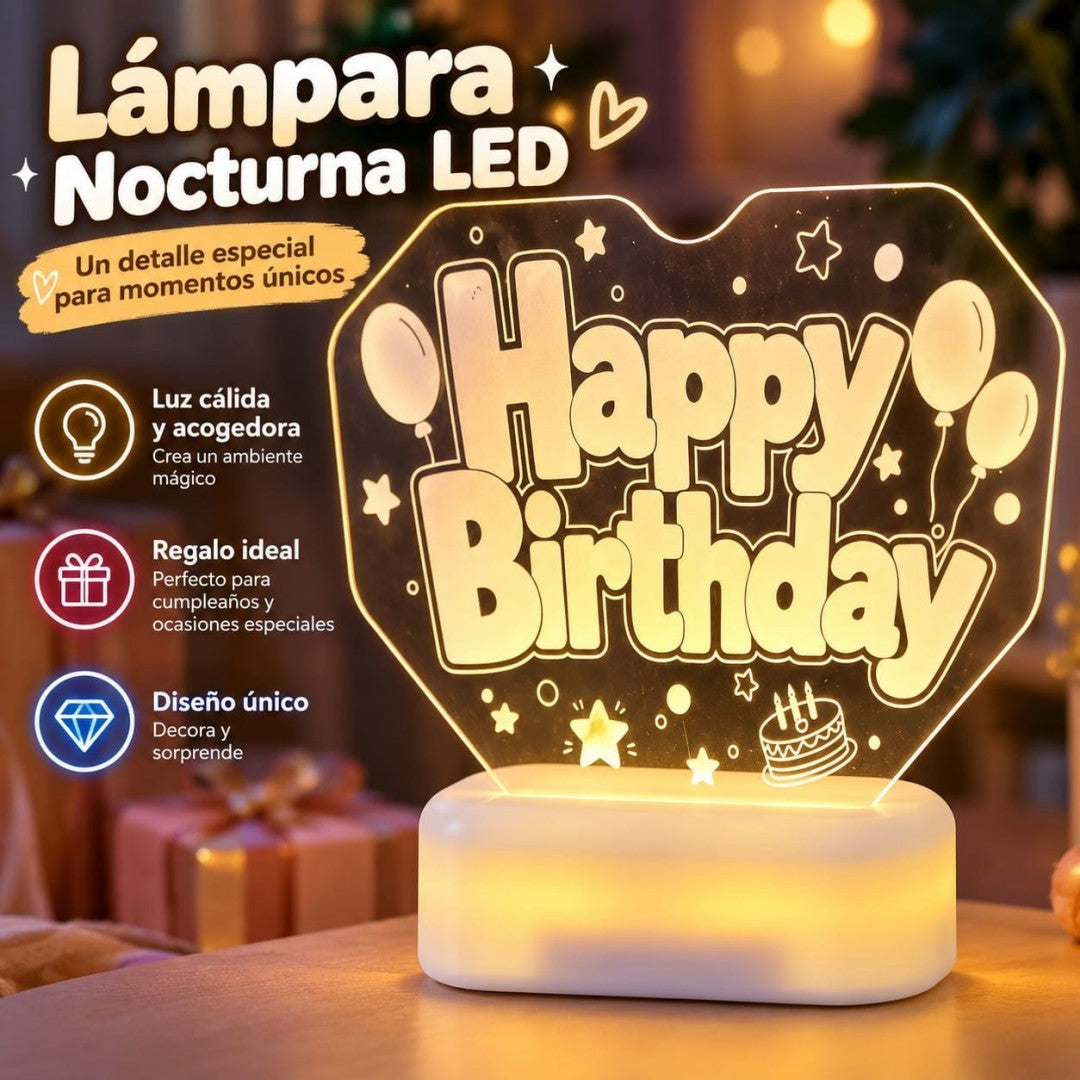LAMPARA LED ACRILICA HAPPY BIRTHDAY