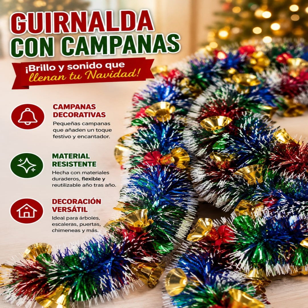 GUIRNALDA VERDE C/CAMPANA 9CM