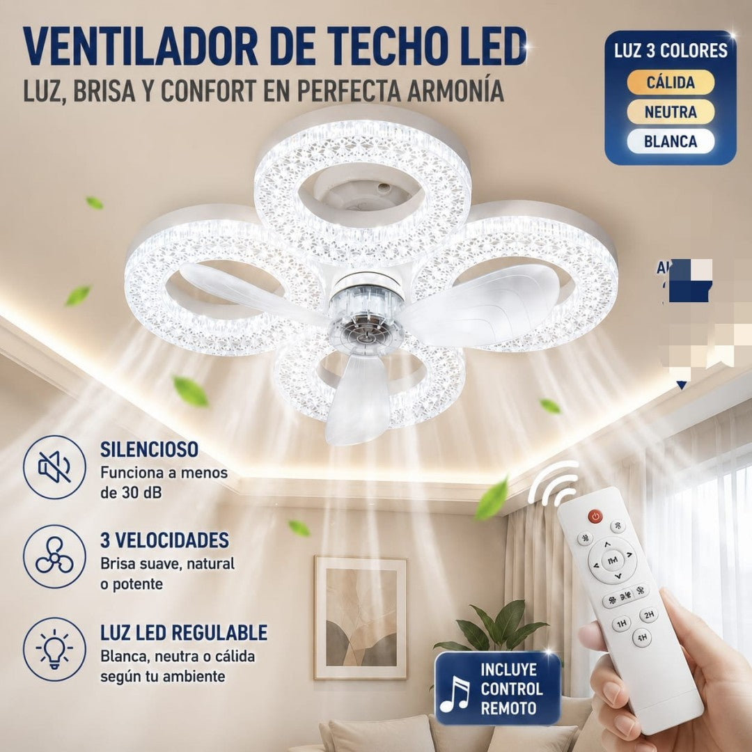 LAMPARA TECHO CON VENTILADOR 30CM REDONDA