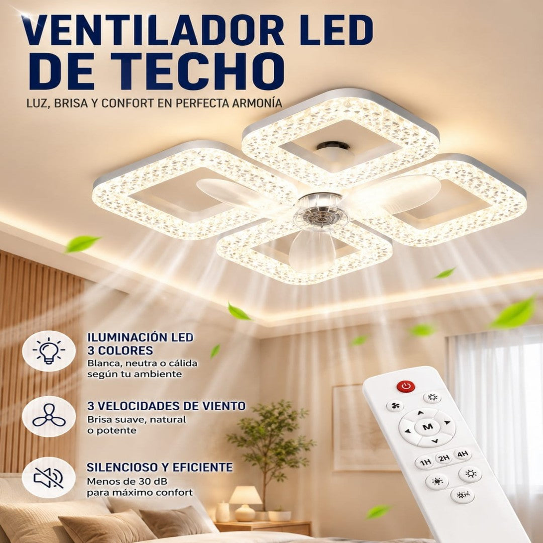 LAMPARA TECHO CON VENTILADOR 30CM CUADRADO