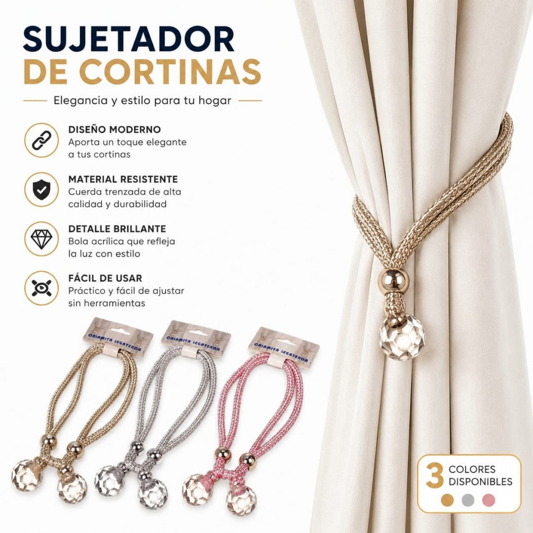 SUJETADORES DE CORTINAS BOLA CRISTAL