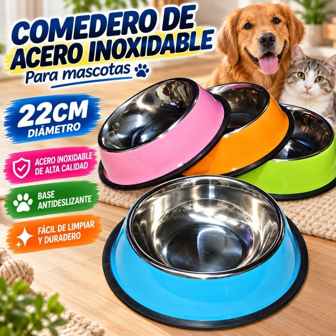 TAZA PARA MASCOTAS ACERO COLOR 22CM