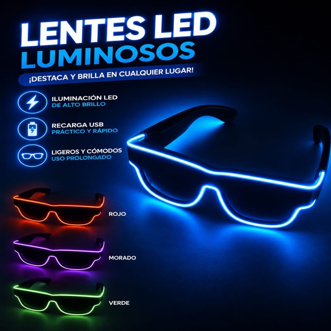 GAFAS CON LUZ RECARGABLE USB