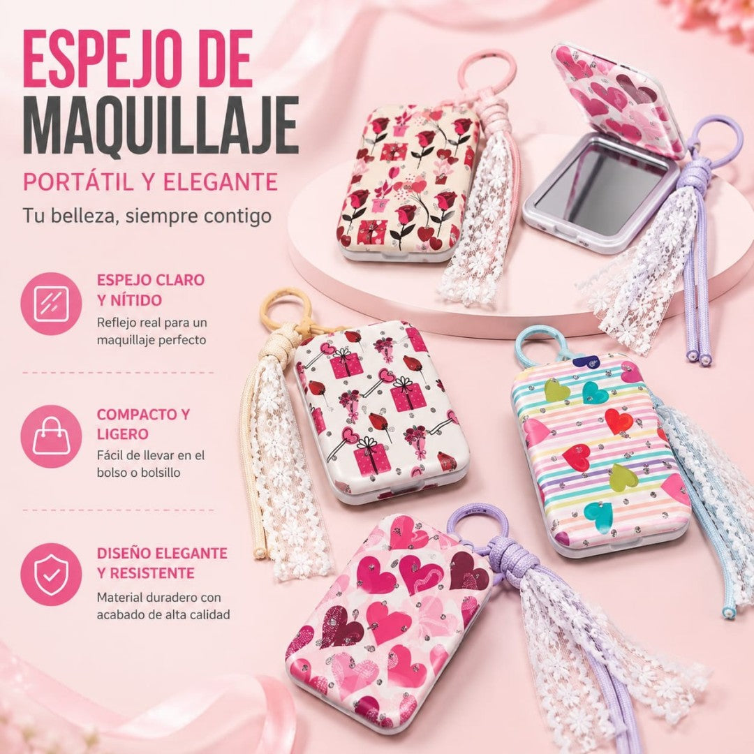 ESPEJO MAQUILLAJE LLAVERO 6CM CORAZON