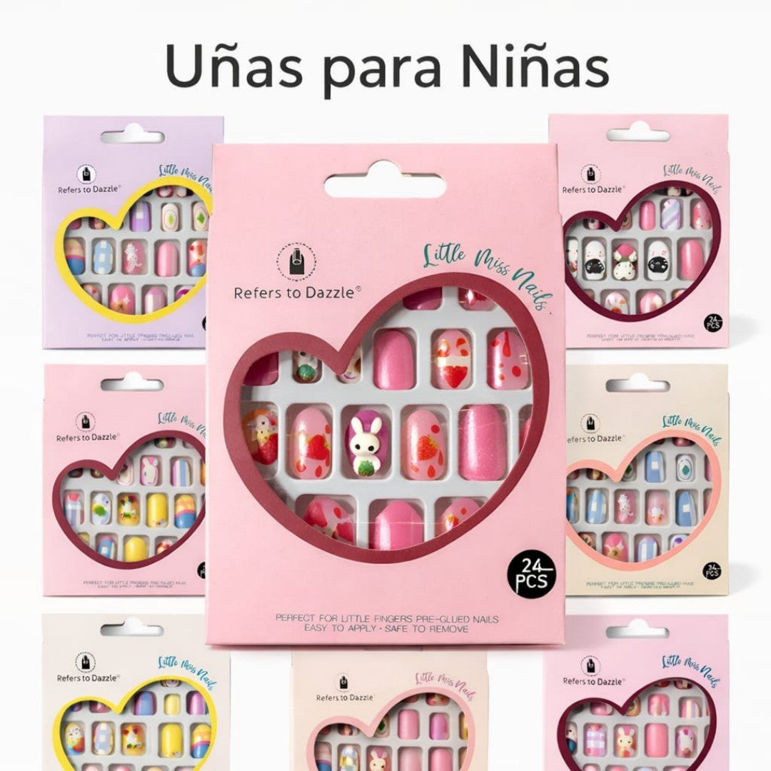 UNAS POSTIZAS PARA NINA 24PCS