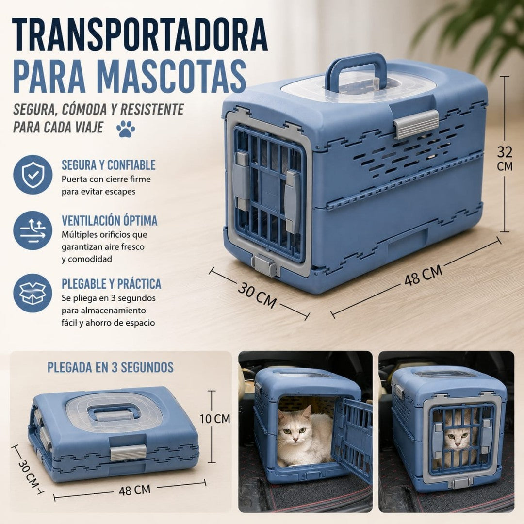 TRANSPORTADORA PLEGABLE PARA MASCOTAS PEQ