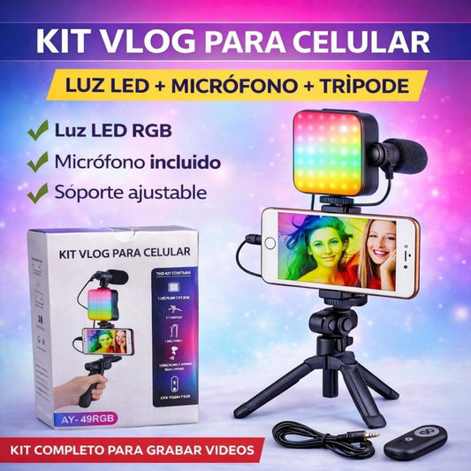 TRIPODE P/CELULAR MICROFONOCON LUZ AY-49RGB