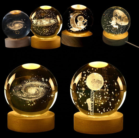 BOLA CRISTAL C/BASE LUZ 5CM B